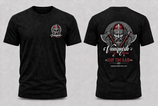 Vanquish Gloves Back to School Shirt Series — Charcoal / Red