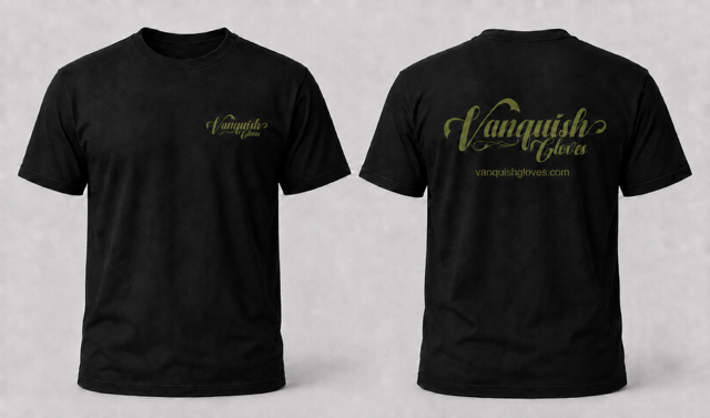 Vanquish Gloves OG Black Shirt with Olive Logo