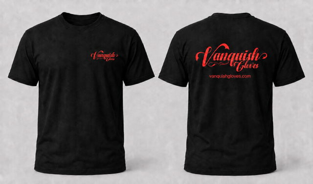 Vanquish Gloves OG Black Shirt with Red Logo